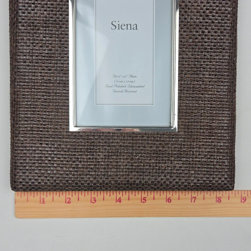 Siena Silverplate Rattan Brown 4x6 Picture Photo Frame Tabletop Wall Coastal